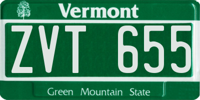 VT license plate ZVT655