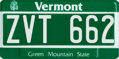 VT license plate ZVT662