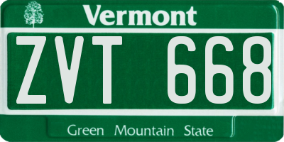 VT license plate ZVT668