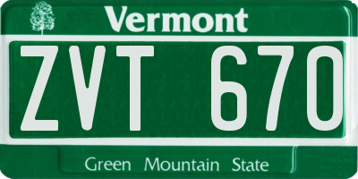 VT license plate ZVT670