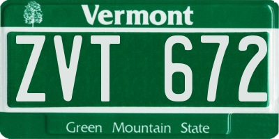 VT license plate ZVT672