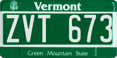 VT license plate ZVT673