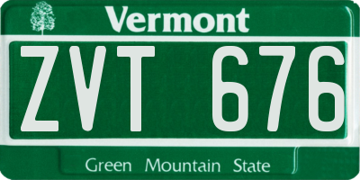 VT license plate ZVT676