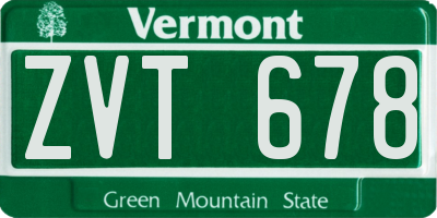 VT license plate ZVT678