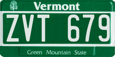 VT license plate ZVT679