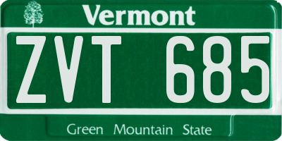 VT license plate ZVT685
