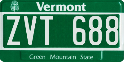VT license plate ZVT688
