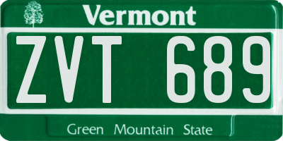 VT license plate ZVT689