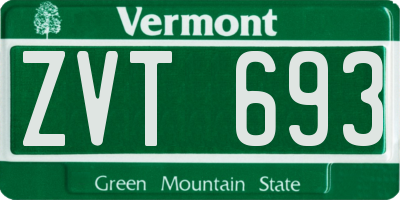 VT license plate ZVT693