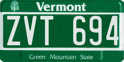 VT license plate ZVT694