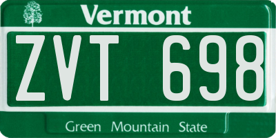 VT license plate ZVT698