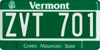 VT license plate ZVT701