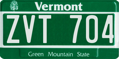 VT license plate ZVT704