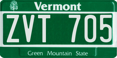 VT license plate ZVT705