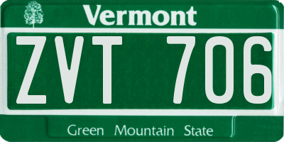 VT license plate ZVT706