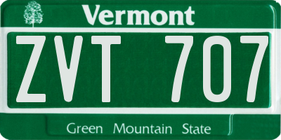 VT license plate ZVT707