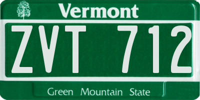 VT license plate ZVT712
