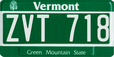 VT license plate ZVT718