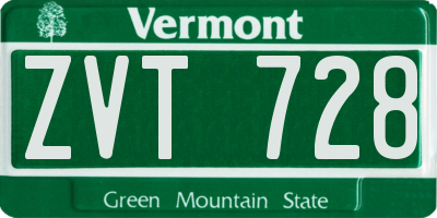 VT license plate ZVT728