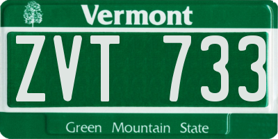 VT license plate ZVT733