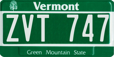 VT license plate ZVT747