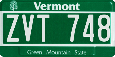 VT license plate ZVT748