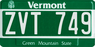 VT license plate ZVT749
