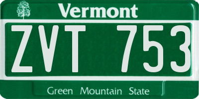 VT license plate ZVT753