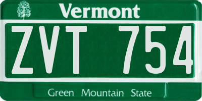 VT license plate ZVT754