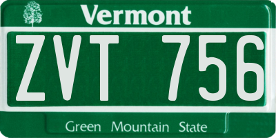 VT license plate ZVT756
