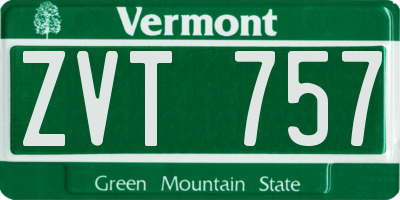 VT license plate ZVT757
