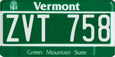 VT license plate ZVT758