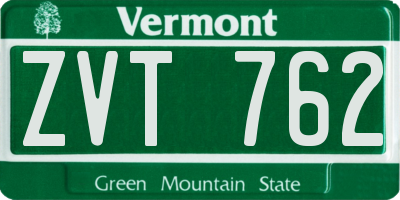 VT license plate ZVT762