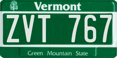VT license plate ZVT767