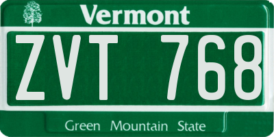 VT license plate ZVT768