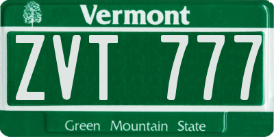 VT license plate ZVT777