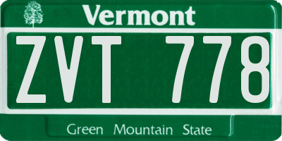 VT license plate ZVT778