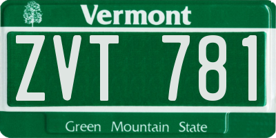 VT license plate ZVT781