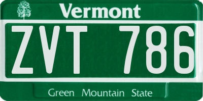VT license plate ZVT786