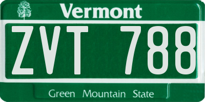 VT license plate ZVT788