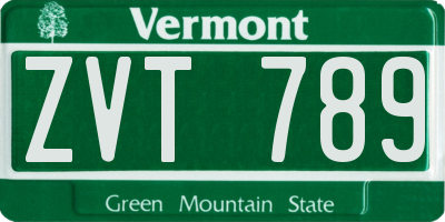 VT license plate ZVT789