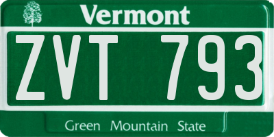VT license plate ZVT793