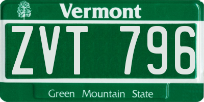 VT license plate ZVT796