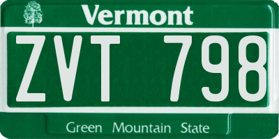VT license plate ZVT798