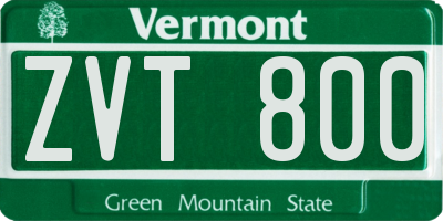 VT license plate ZVT800