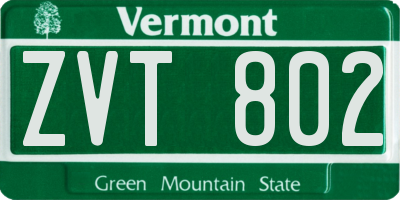 VT license plate ZVT802