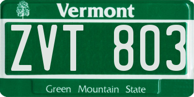 VT license plate ZVT803