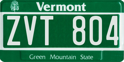 VT license plate ZVT804