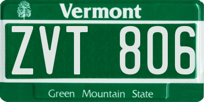 VT license plate ZVT806