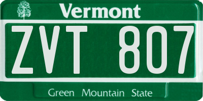 VT license plate ZVT807